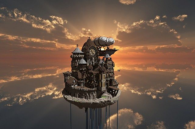 Theceran Flying Steampunk Island Map 9minecraft Net