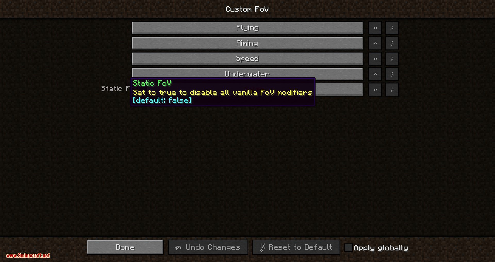 Custom Fov Mod 1 16 3 1 15 2 Customization Various Field Of View 9minecraft Net