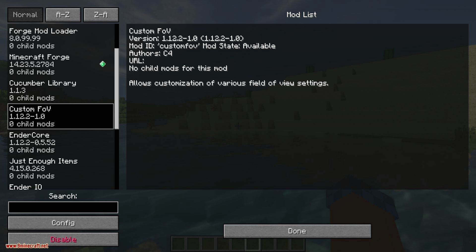 Custom Fov Mod 1 16 3 1 15 2 Customization Various Field Of View 9minecraft Net