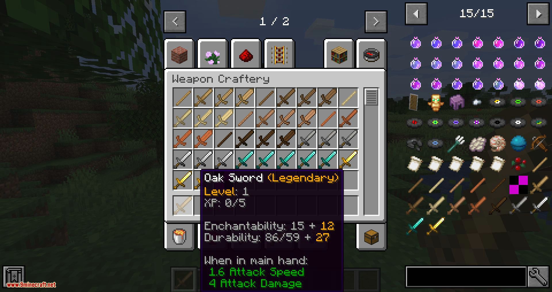 Weapon Craftery Mod 1 14 4 1 14 3 Weapons With Level And Rarity System 9minecraft Net