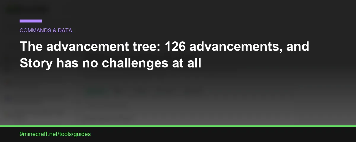 The advancement tree: 126 advancements, and Story has no challenges at all