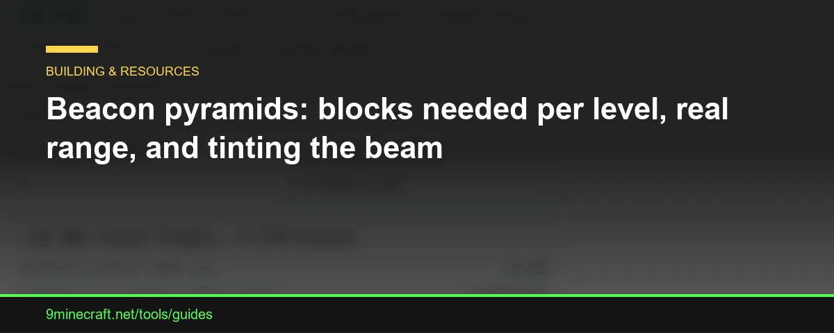Beacon pyramids: blocks needed per level, real range, and tinting the beam