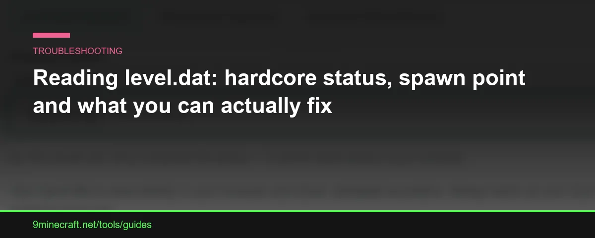 Reading level.dat: hardcore status, spawn point and what you can actually fix