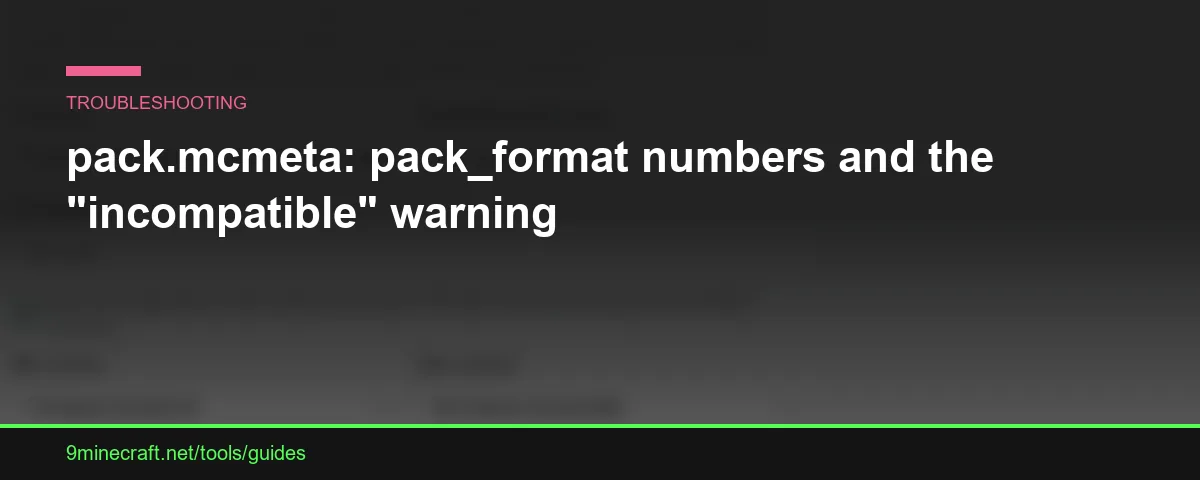 pack.mcmeta: pack_format numbers and the "incompatible" warning