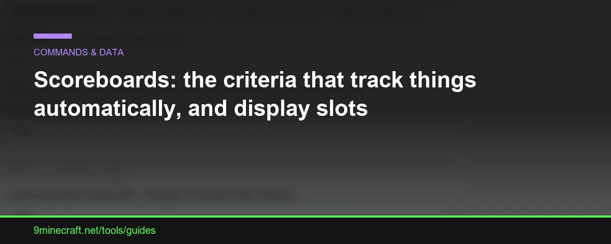 Scoreboard: i criteri che tracciano le cose automaticamente e gli slot di visualizzazione