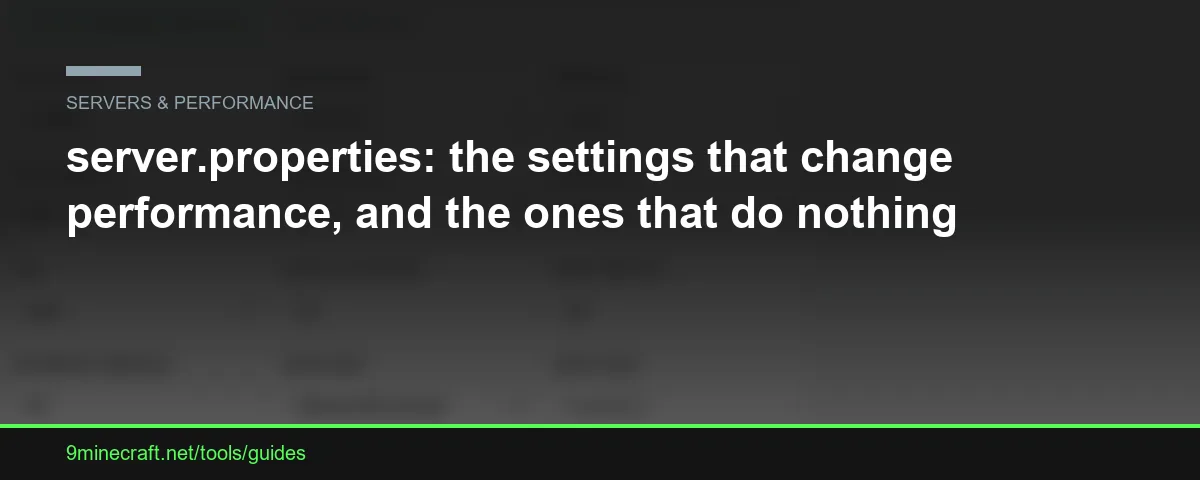 server.properties: the settings that change performance, and the ones that do nothing
