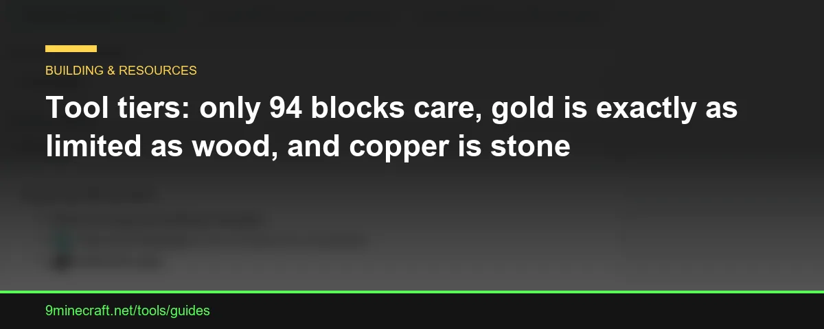 Tool tiers: only 94 blocks care, gold is exactly as limited as wood, and copper is stone