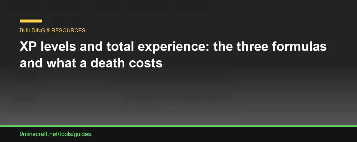 XP levels and total experience: the three formulas and what a death costs