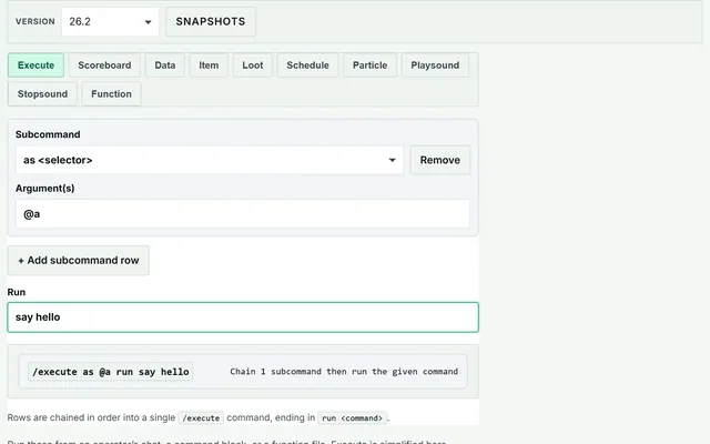 Advanced Command Builder — Execute & Data in use