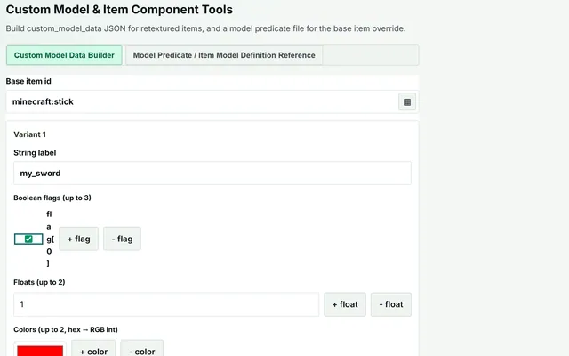 Custom Model & Item Component Tools in use