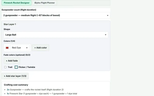 Firework & Elytra Flight Planner in use