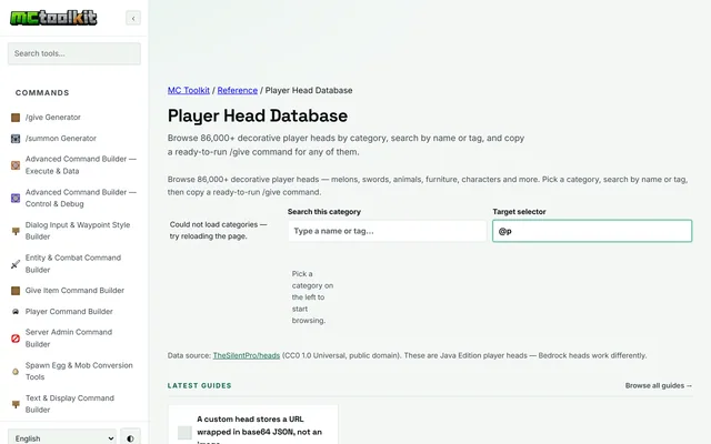 Player Head Database in use