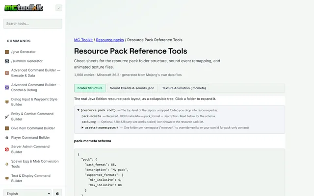 Resource Pack Reference Tools in use
