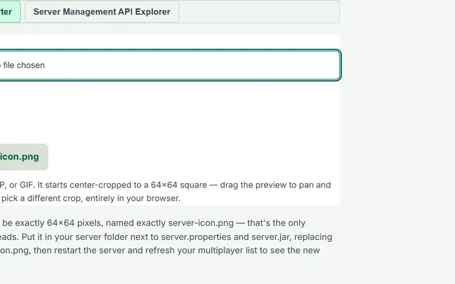 Server Icon & API Tools in use