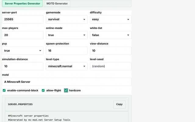 Server Setup Tools in use