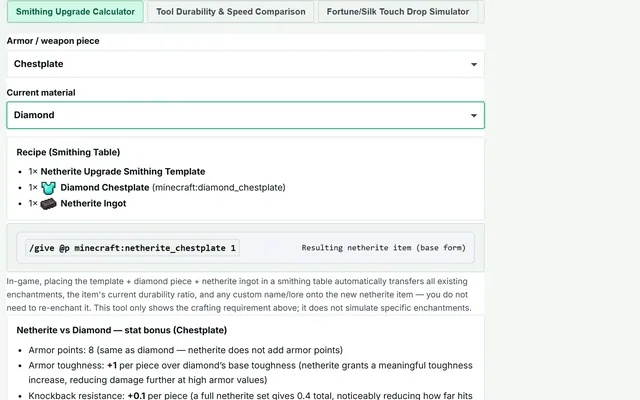 Smithing & Mining Tool Calculators in use