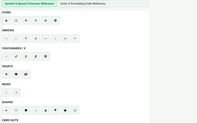 Symbols & Color Code Reference in use