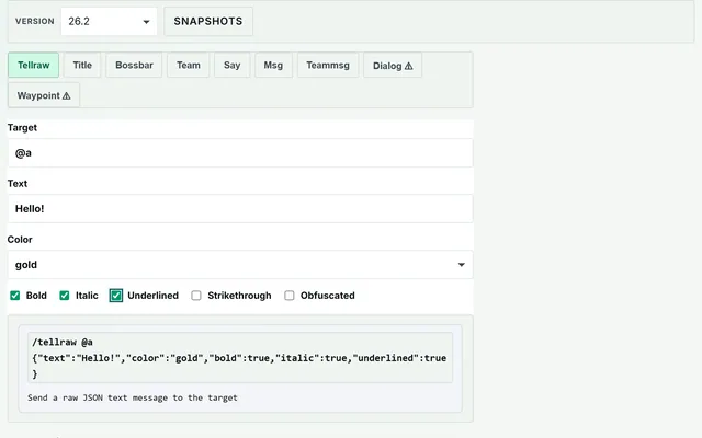Text & Display Command Builder in use