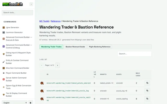 Wandering Trader & Bastion Reference in use