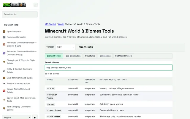 Minecraft World & Biomes Tools in use