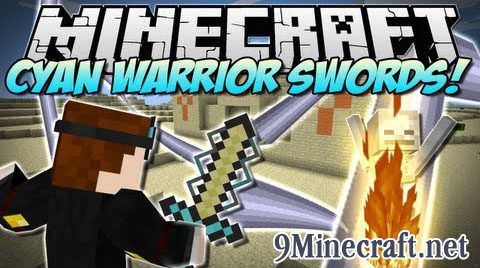 Minecraft: EPIC SWORDS (ELEMENTAL SWORDS AND UPGRADES) Cyan Warrior Swords  Mod Showcase 