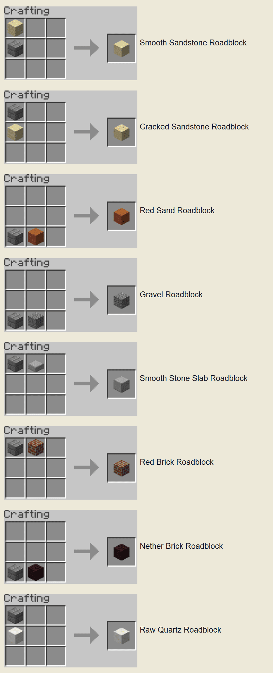 Roadblocks Mod Crafting Recipes 3