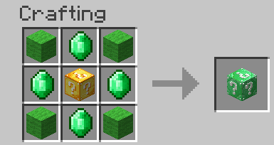 Emerald Lucky Block Mod Crafting Recipes 1