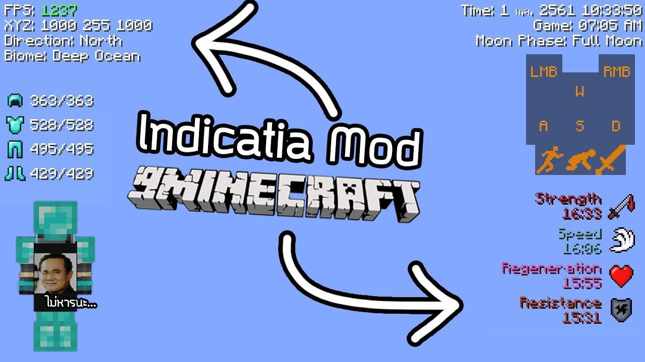 Indicatia Mod (1.19, 1.18.2) Simple In-game Info and Utility -