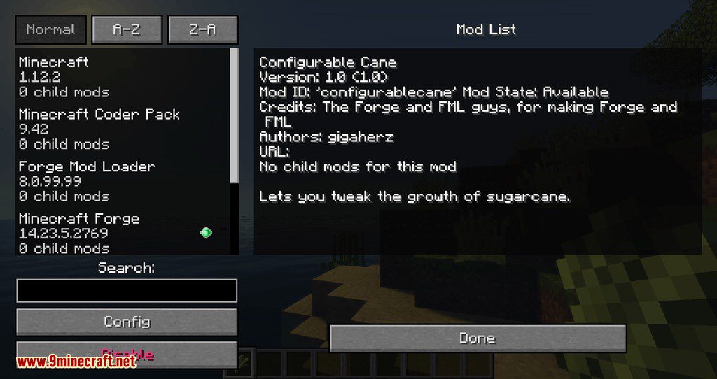 Configurable Cane mod for minecraft 05