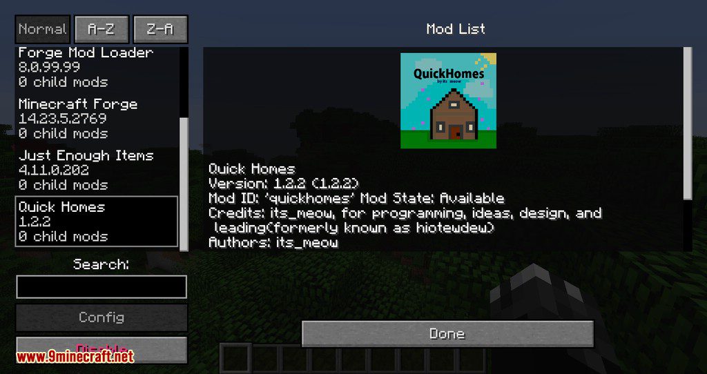 QuickHomes mod for minecraft 01