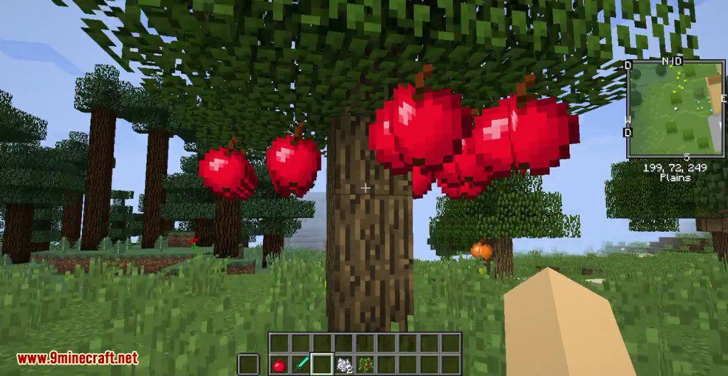 майнкрафт мод яблоки на деревьях #3