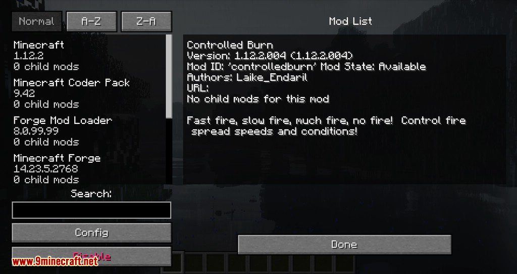 Controlled Burn mod for minecraft 01
