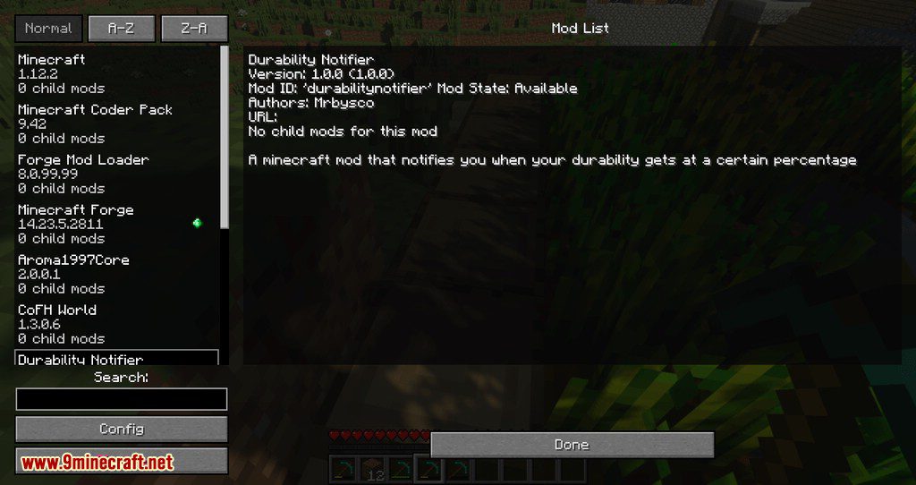 Durability Notifier mod for minecraft 02