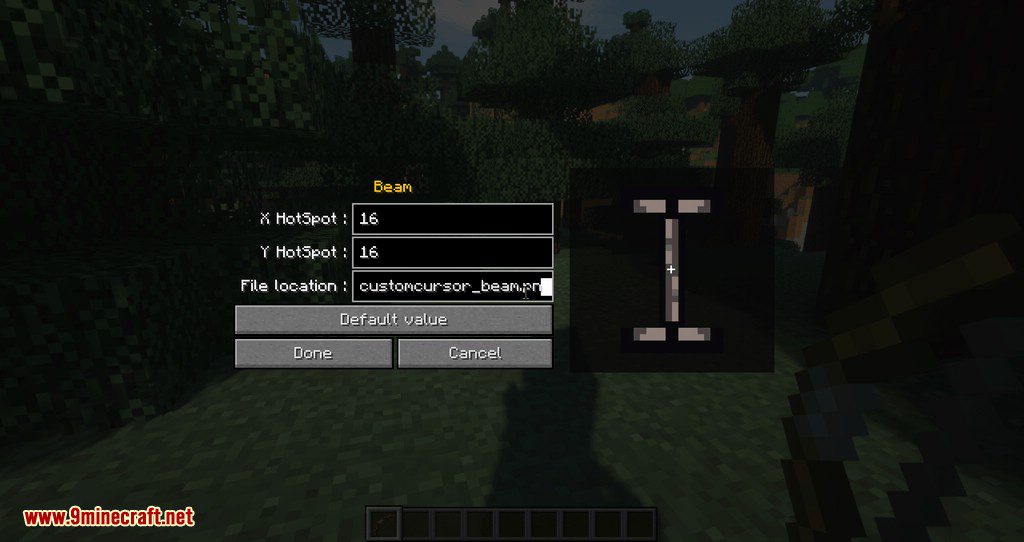 Custom Cursor Mod for minecraft 09