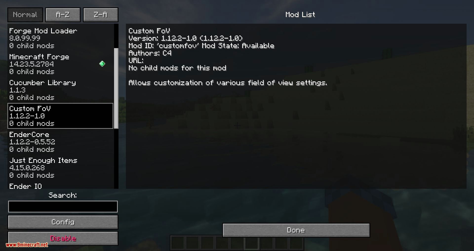 Custom FOV mod for minecraft 11