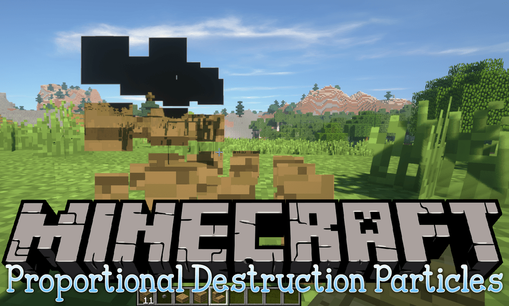 Proportional Destruction Particles mod for minecraft logo