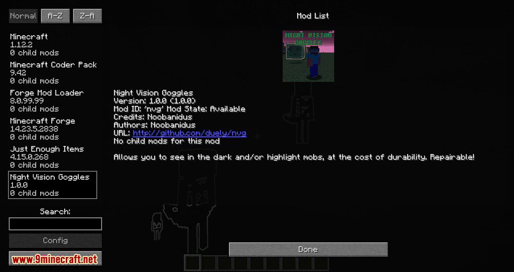 Night Vision Goggles mod for minecraft 15