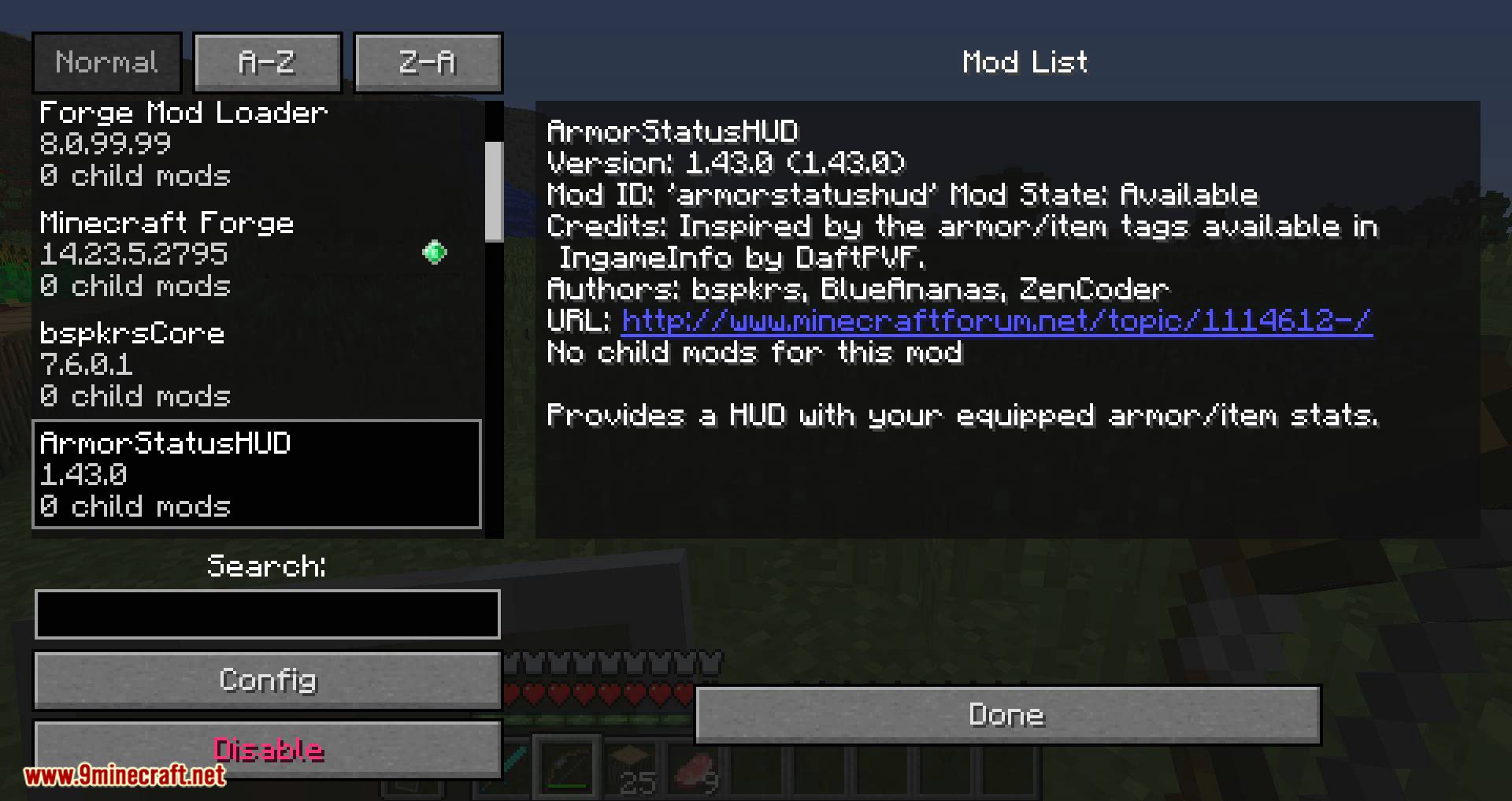 ArmorStatusHUD Updated mod for minecraft 10