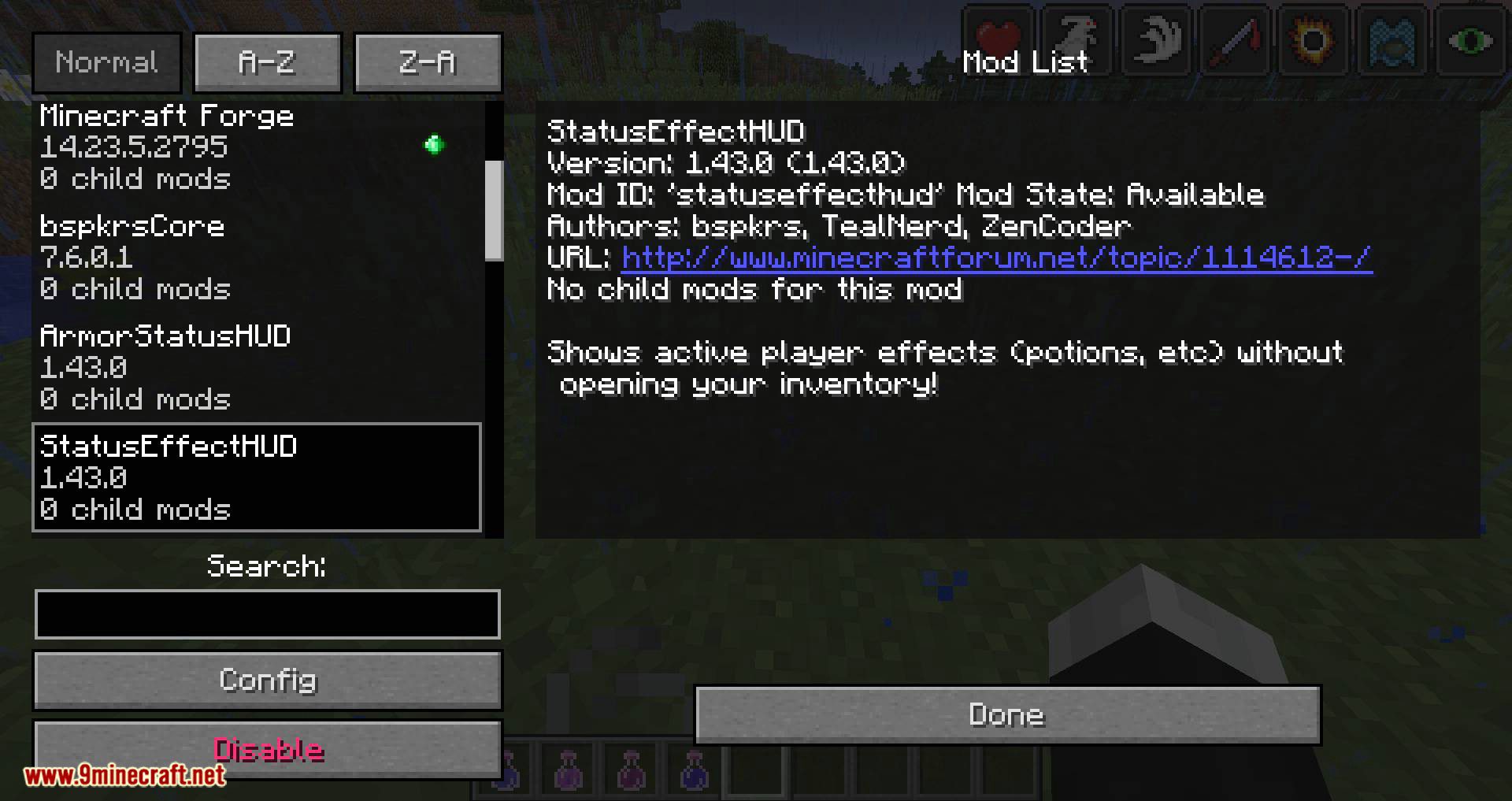 StatusEffectHUD Updated mod for minecraft 03