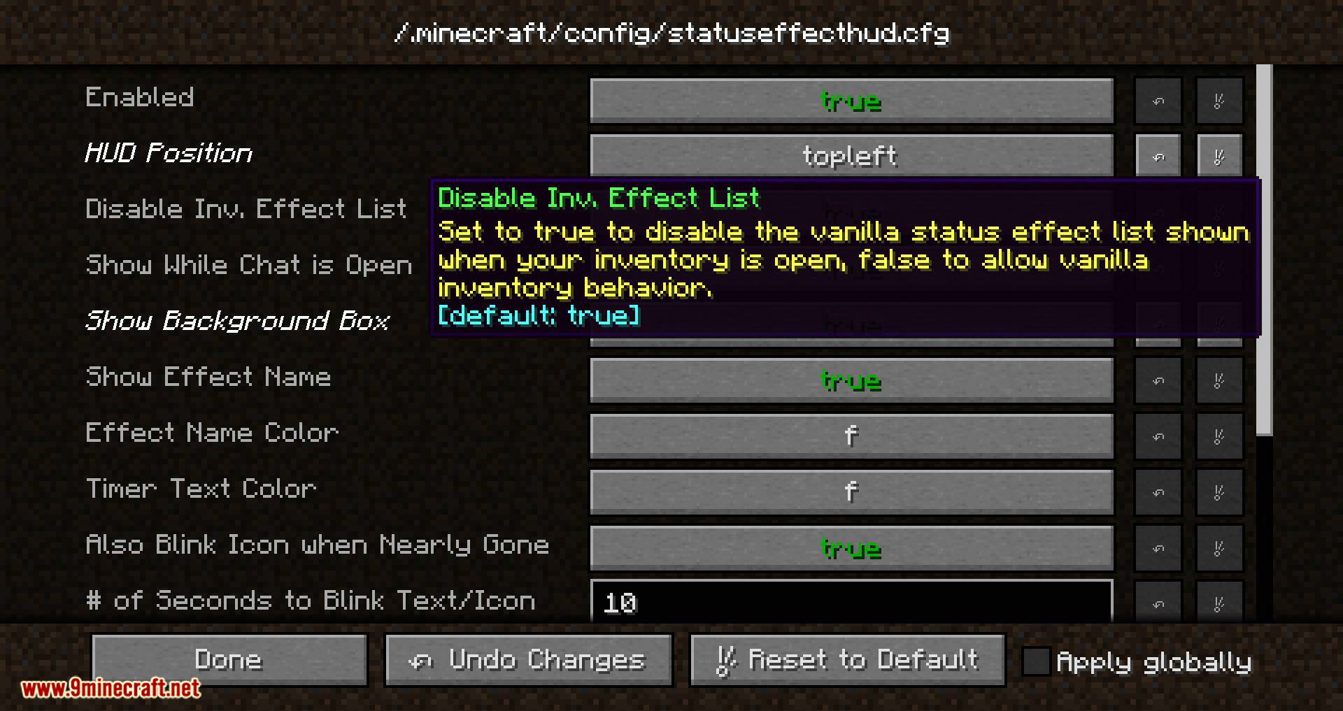 StatusEffectHUD Updated mod for minecraft 05