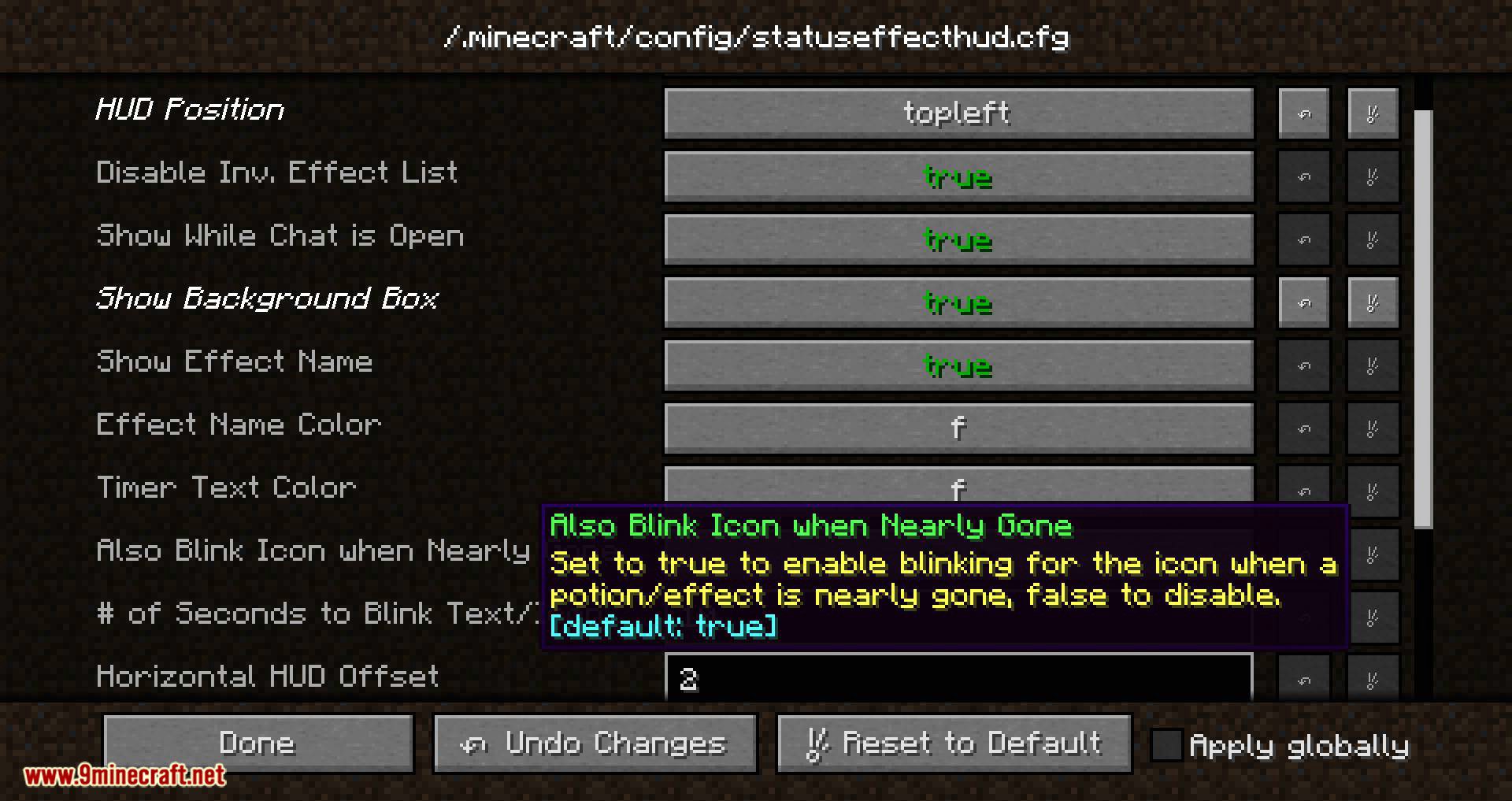StatusEffectHUD Updated mod for minecraft 07