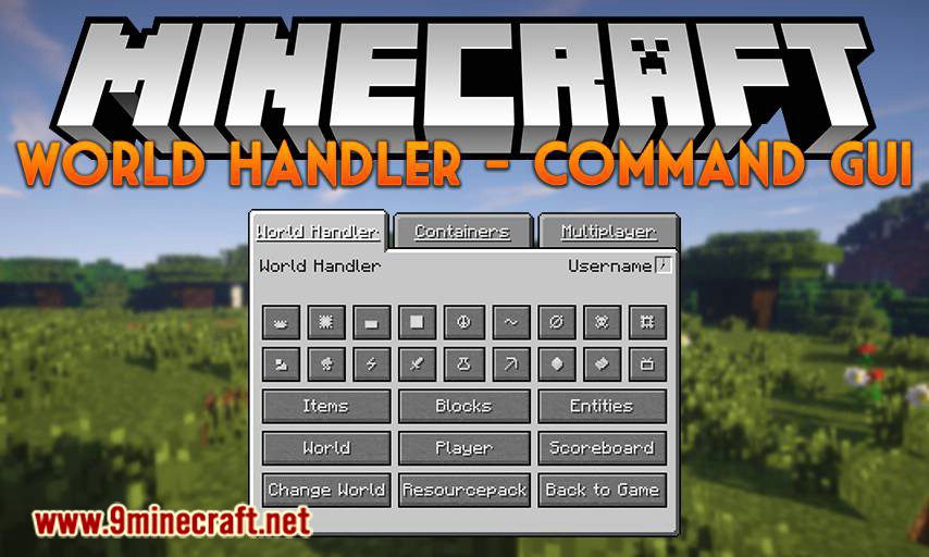 world handler command gui mod for minecraft logo