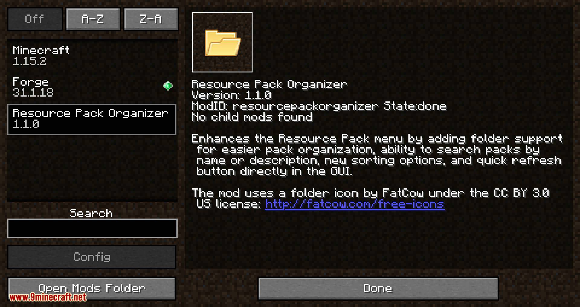Resource Pack Organizer mod for minecraft 01