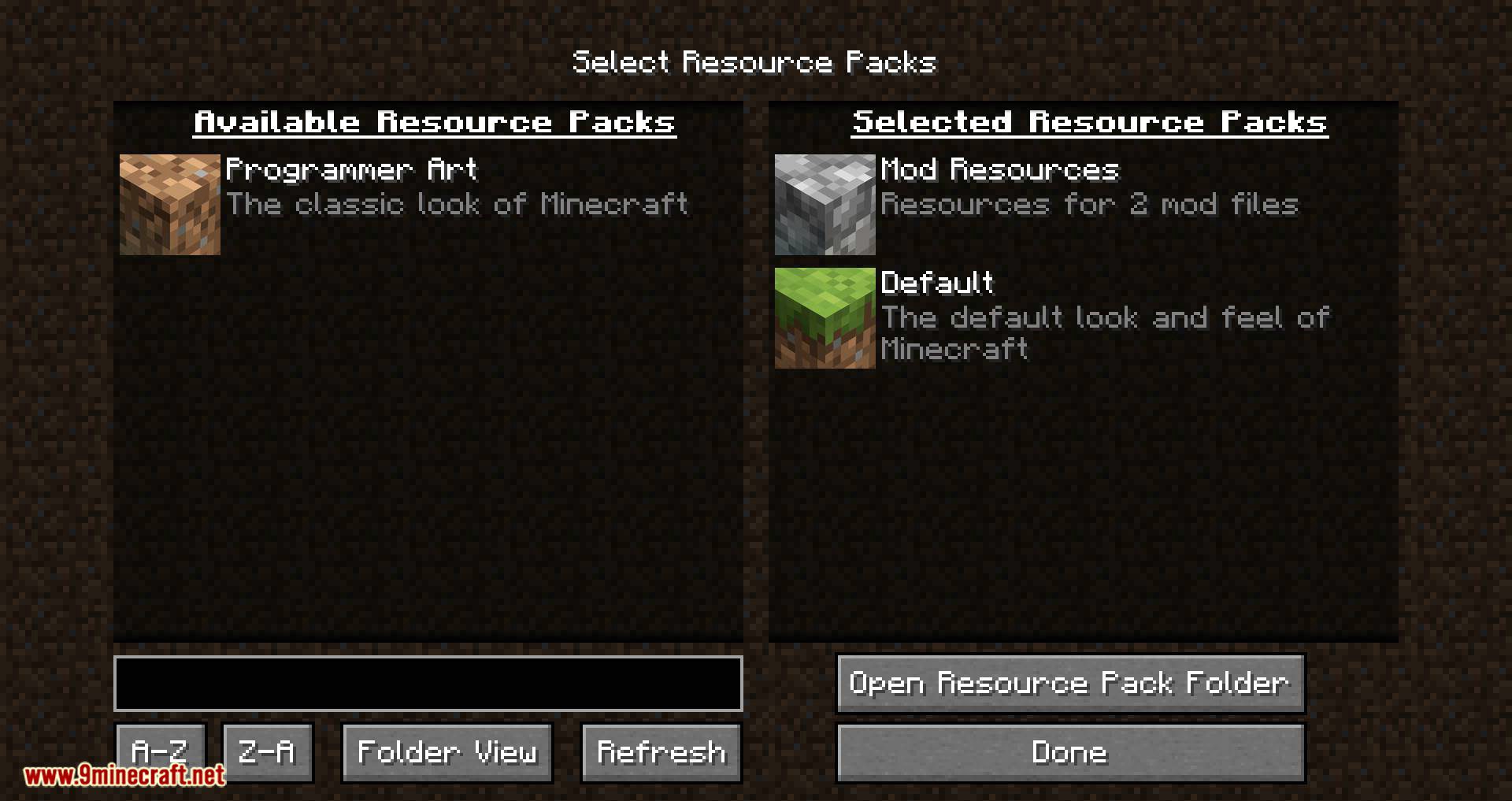Resource Pack Organizer mod for minecraft 03