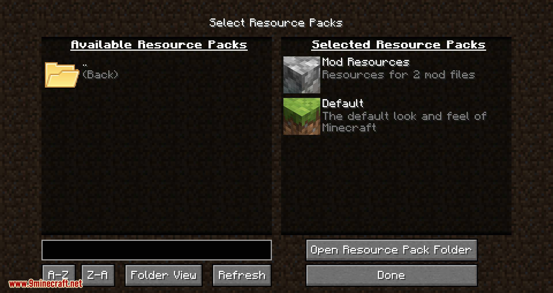 Resource Pack Organizer mod for minecraft 04