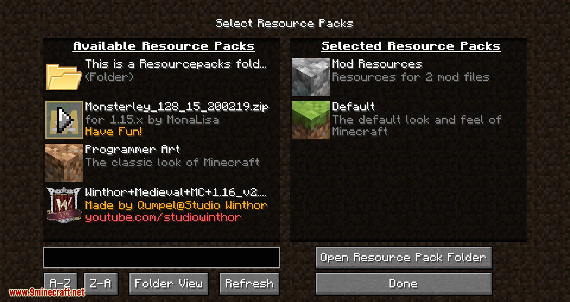 Resource Pack Organizer mod for minecraft 05