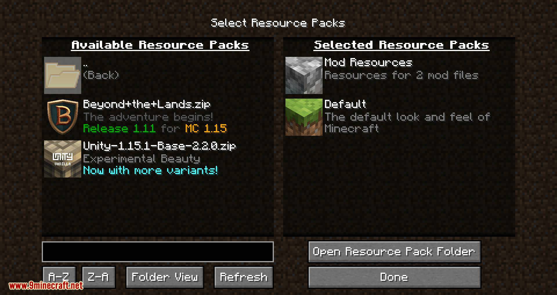 Resource Pack Organizer mod for minecraft 06