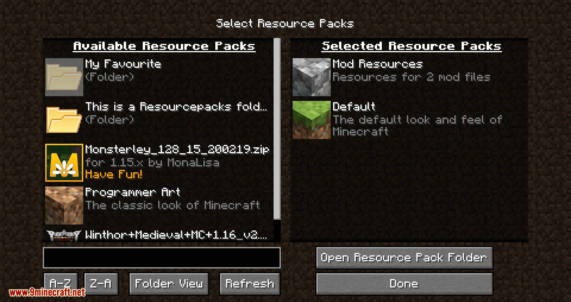 Resource Pack Organizer mod for minecraft 07