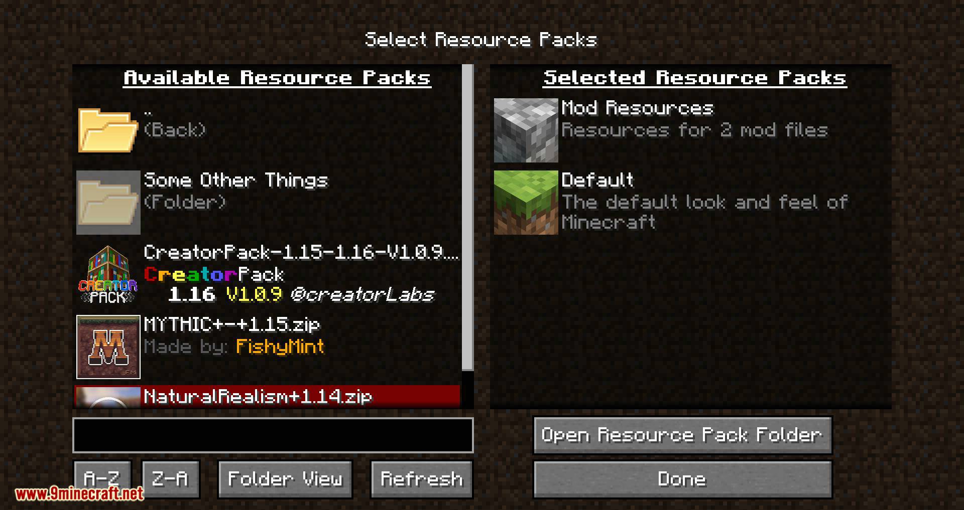 Resource Pack Organizer mod for minecraft 08