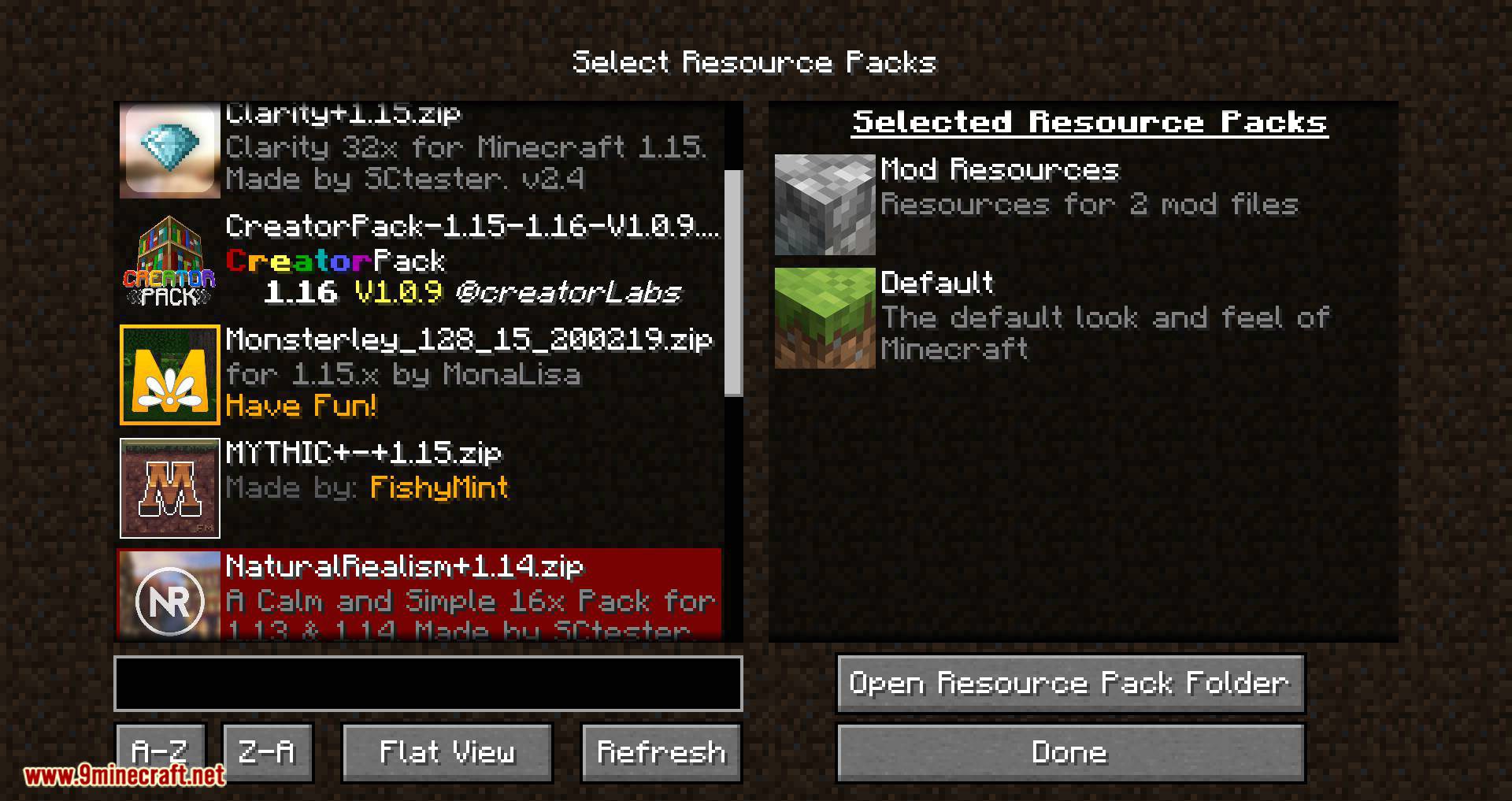 Resource Pack Organizer mod for minecraft 10